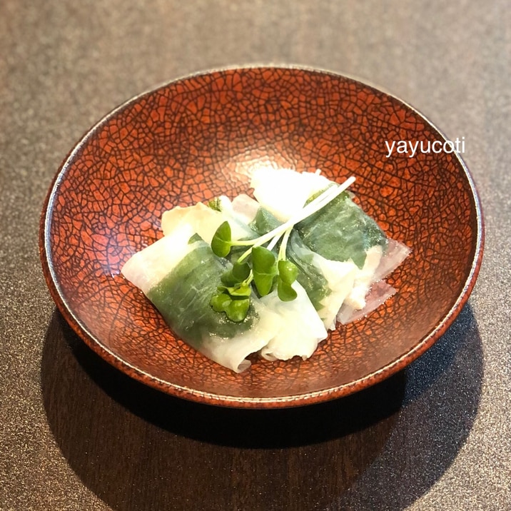 レンジで簡単!たらの大根巻きの酒蒸し